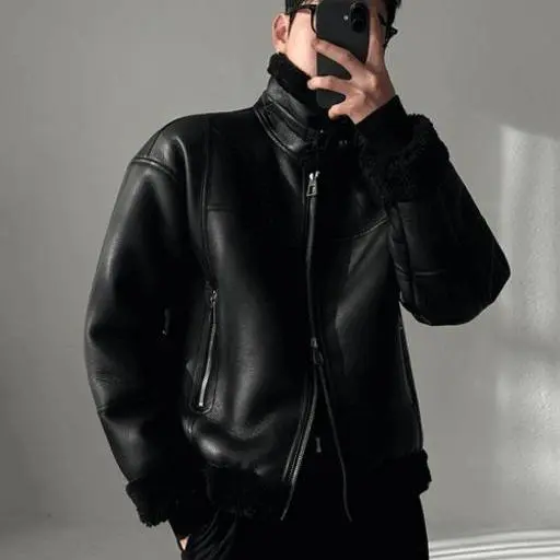 프리미엄 피크 오버핏 B3 레더 퍼 무스탕(2color)