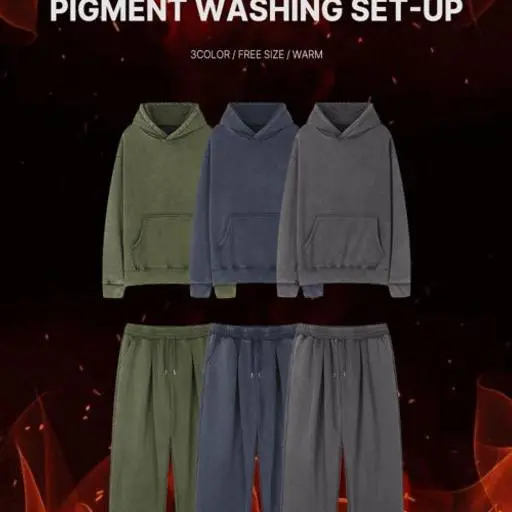 [SET]헤비 스탠드 오버핏 기모 피그 다잉 워싱 셋업(3color)