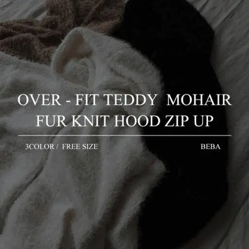헤비 테디 모헤어 워머 퍼 니트 후드집업(3color)