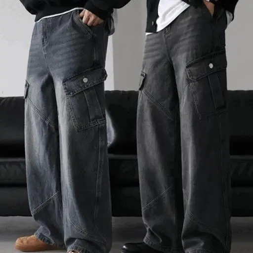 슬레이 다잉 절개 카고 와이드 데님(2color)