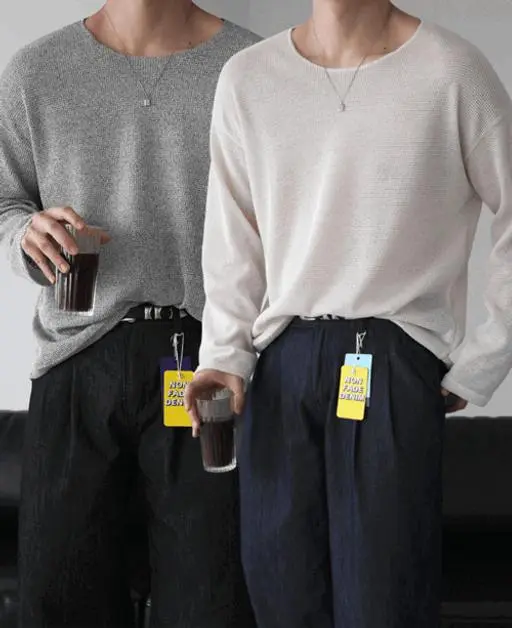 베일 스카시 린넨 니트 박스 긴팔(5color)