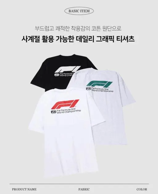 프리미엄 F1 오버핏 그래피티 반팔(3color)