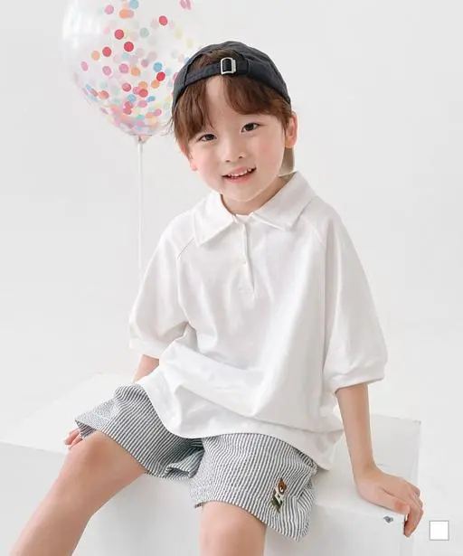 퐁실 무지 카라 반팔티