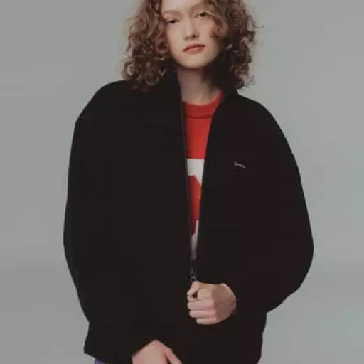 플리스 집업 자켓 블랙