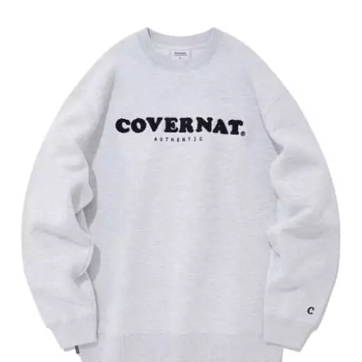 부클 쿠퍼 로고 기모 맨투맨 헤더 그레이