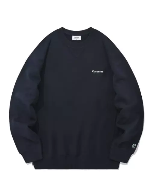 스몰 어센틱 로고 맨투맨 네이비