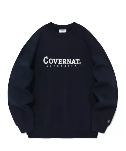 어센틱 로고 맨투맨 네이비