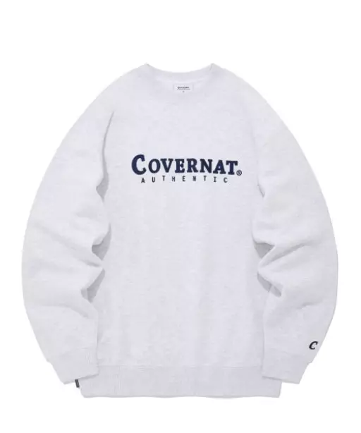 어센틱 로고 맨투맨 헤더 그레이