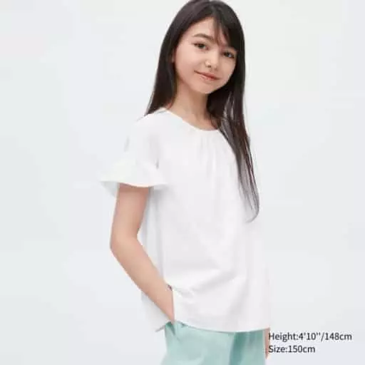 GIRLS AIRism코튼프릴T(반팔)