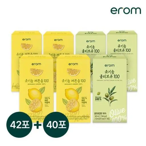 [타임특가]이롬 유기농 올레샷(레몬즙 40포 + 올리브오일 42포)