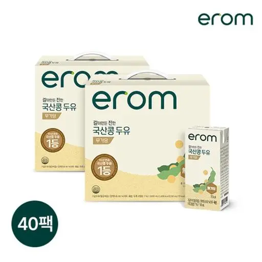 [타임특가]이롬 갈아만든 진한 국산콩 두유 무가당 190ml 40팩[ 원산지 : 상세설명에 표시 ]