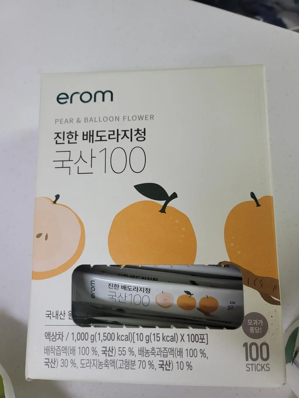 환절기 목감기 예방을 위해 이롬 진한 배도라지청 구매했는데 1일 1개 먹고있는데 맛도