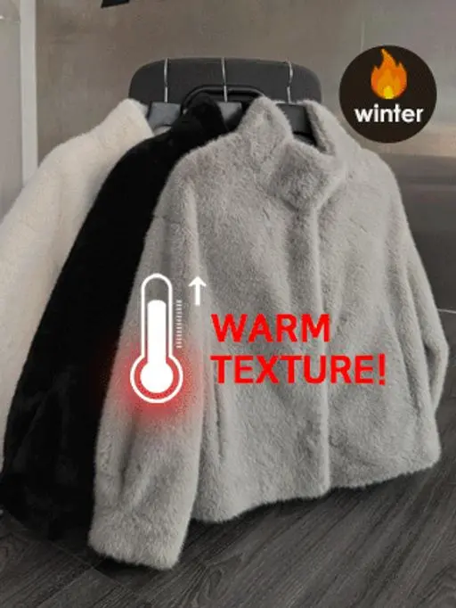 [겨울신상🔥밍크퍼자켓] 소프트 글로우 밍크퍼 자켓 (겨울아우터,도톰아우터,에코퍼,겨울자켓,하이넥,루즈핏아우터,연말룩)