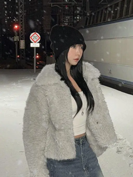 [오늘출발][연말룩추천🎄시어링퍼자켓] 쉐어링 카라퍼자켓 (겨울아우터,밍크퍼,양털자켓,뽀글이자켓,덤블자켓,겨울자켓,fur,숏코트,연말룩,파티룩,겨울하객룩)