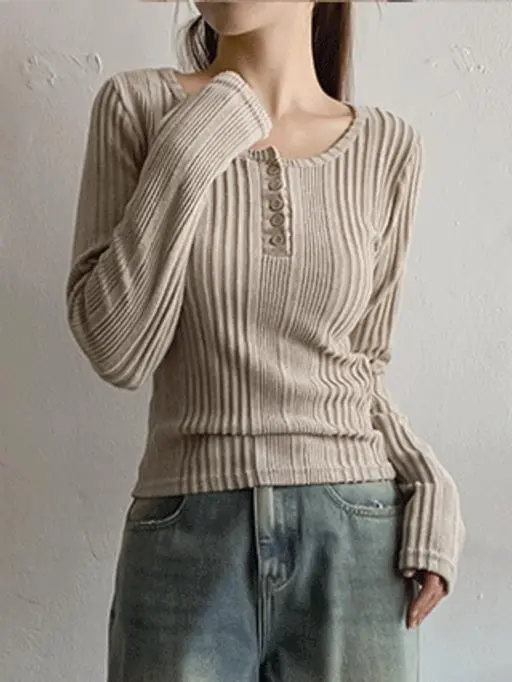 [오늘출발] 소프트 골지버튼 니트 (골지니트,긴팔니트,골지니트,슬림핏,라운드넥,이너니트,하객룩,출근룩)