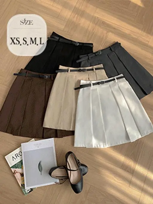 [오늘출발][벨트세트🤎미니스커트] 니즈 플리츠 미디스커트 (5컬러,벨트스커트,A라인스커트,핀턱스커트,플리츠스커트,하객룩,데이트룩)
