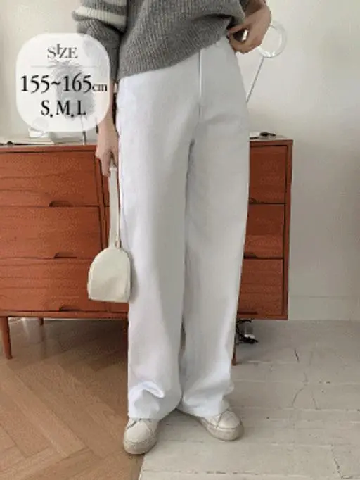 [오늘출발] 화이트 와이드 코튼 팬츠 (코튼일자,일자팬츠,스트레이트,흰색,일자바지,화이트팬츠,면바지,일자와이드)