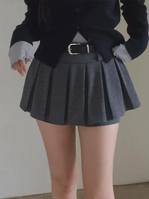 스트랩라인 팬츠스커트 (벨트세트,치마바지,미니스커트,플리츠스커트,플레어스커트,a라인,레이어드,니트스커트,데이트룩)