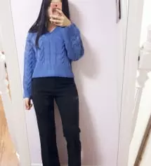 후기가 진짜 너무 좋아서 믿고 구매해봤어요! 이런 예쁜 핏의 검정 슬랙스가 필요했습니