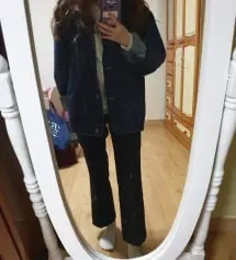 제가 키도 작고 말라서 사이즈 찾기 힘든데 첫 슬랙스바지 성공한거같아요!! XXS사이즈