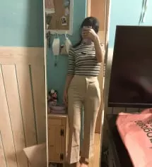 키는 155인데 친구가 입은거 보고 좀 짧게 입고싶어서 150cm로 샀어용, 허리 잘 맞고 스