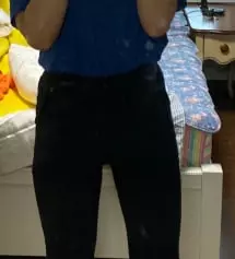 163/56->y존 부각+허벅지가 많이 조여서 밖에 나가서 입을 옷은 아니었어요. 허리 신