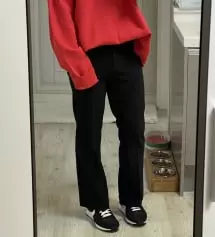 반하이모찌슬랙스 사이즈별 3벌 구입했는데 160/L사이즈. 정사이즈에서 기장을 5cm 짧게