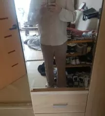 바지가 제가 생각했던것보다 더 좋아요! 사이즈가 키가 158에 허리 30에서32 인데요!
