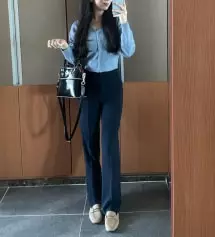 네이비 컬러의 슬랙스 찾기 어려웠는데 역시 베스트 상품인 것 같아요. XXS 사이즈 있었