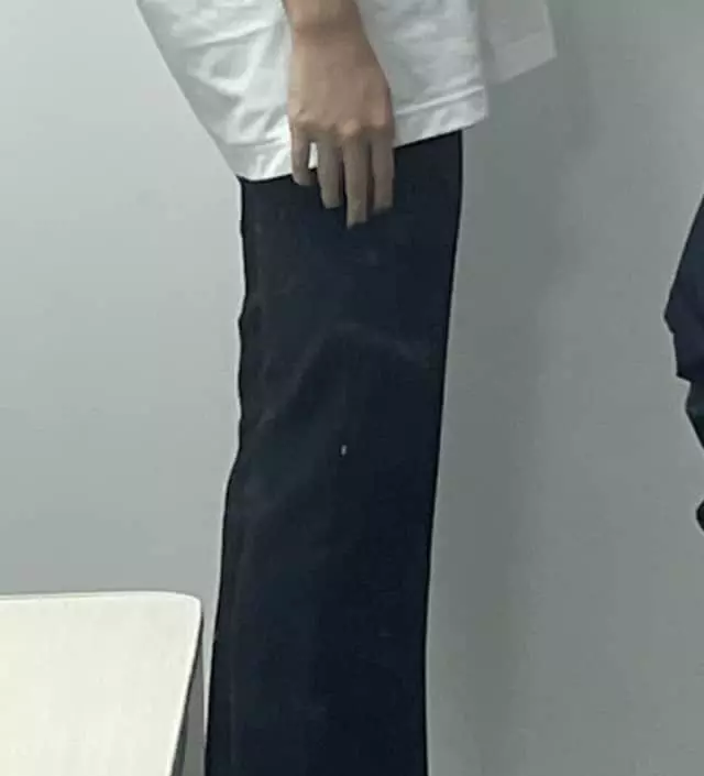 생각보다 딱 맞고 조금 짧은 듯한 느낌이 있어요 . 한여름에 입기엔 살짝 두께감이 있는