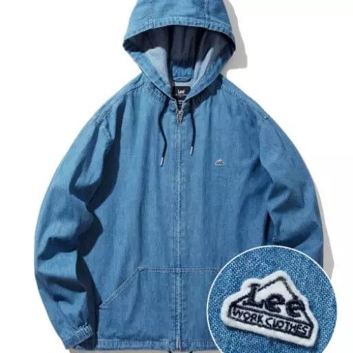 트위치 로고 데님 후드 집업 자켓 인디고 라이트