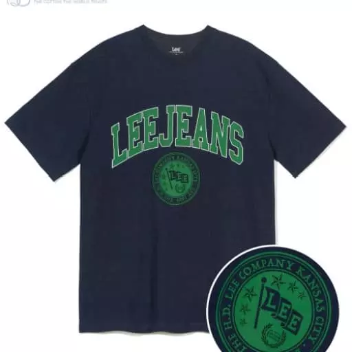 빅 엠블럼 아치 티셔츠 네이비