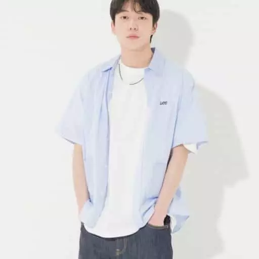 더블 트위치로고 스트라이프 2PK 반팔셔츠 라이트 블루