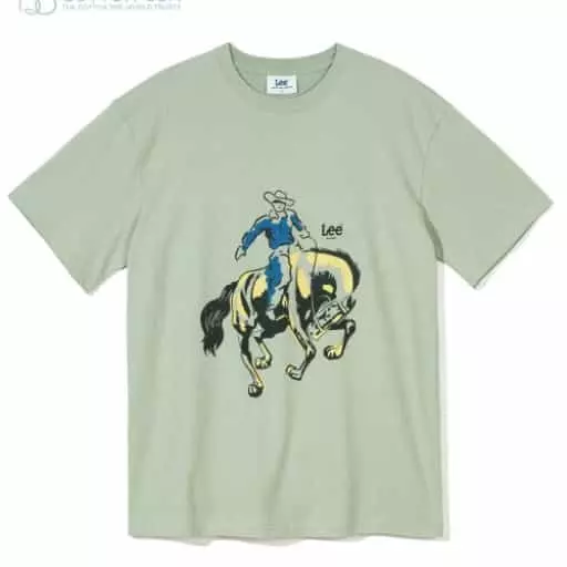 스몰 트위치로고 카우보이 티셔츠 세이지그린