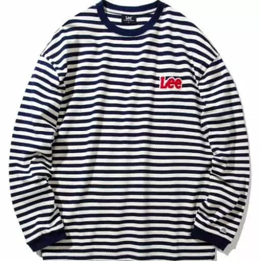 부클 트위치로고 스트라이프 오버핏 긴팔티셔츠 네이비