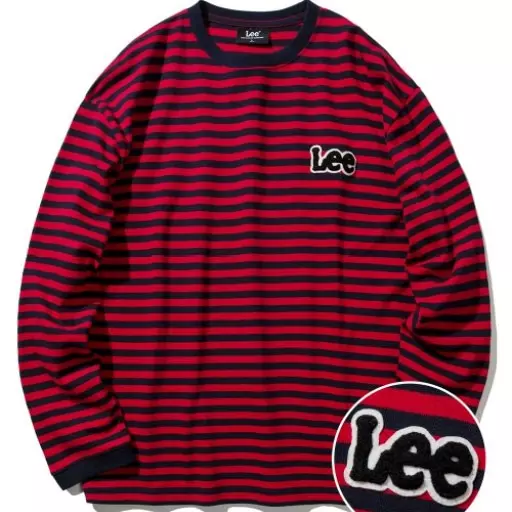 부클 트위치 로고 스트라이프 롱 슬리브 티셔츠 레드