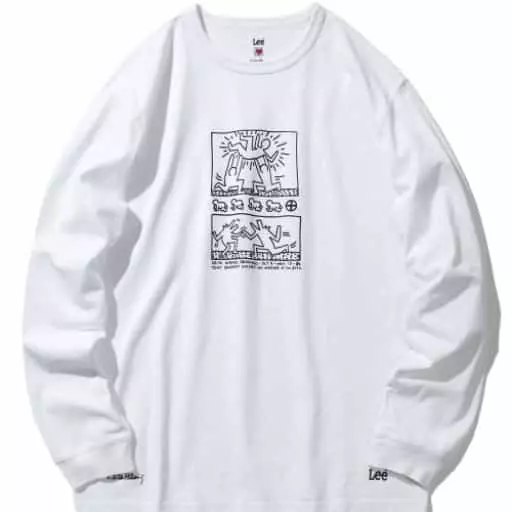 키스해링 그래픽 롱슬리브 티셔츠 화이트