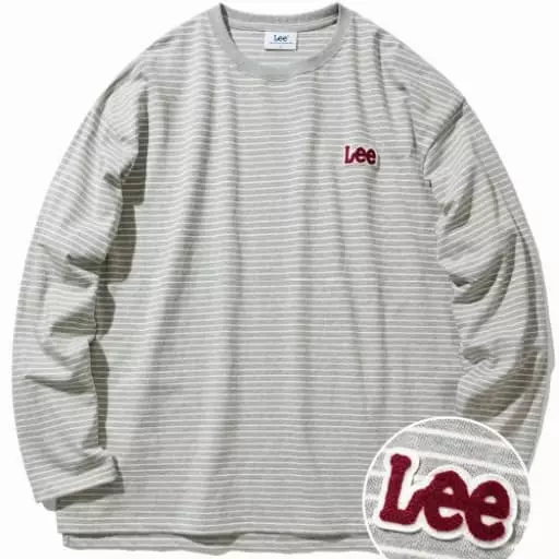 스트라이프 오버핏 롱 슬리브 티셔츠 그레이