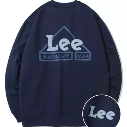 컬러 하우스 로고 맨투맨 네이비