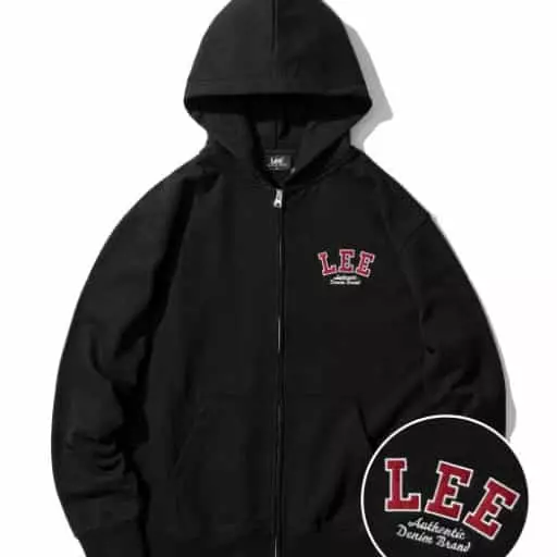 아치 타이포 로고 후드 집업 블랙