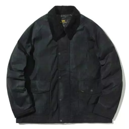 퍼스트 포켓  왁스 체크 자켓 네이비