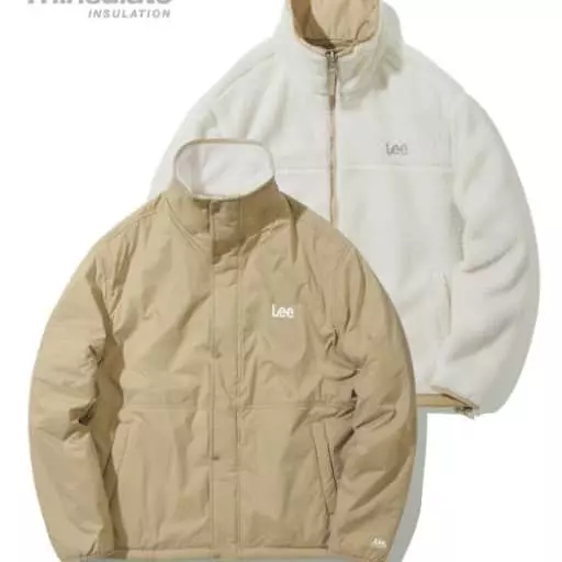 트위치로고 리버시블 보아 플리스 자켓 베이지