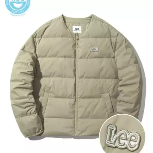 트위치로고 노카라 경량 다운자켓 베이지