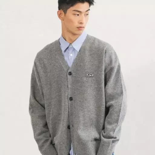 트위치로고 오버핏 가디건 그레이
