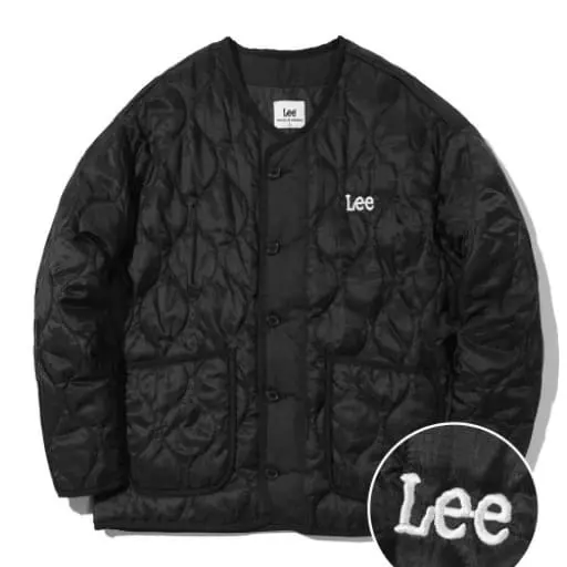 트위치로고 노카라 퀼팅 자켓 블랙