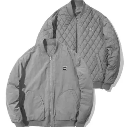 하우스 로고 와펜 리버시블 퀼팅 점퍼 그레이