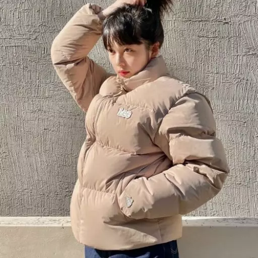 트위치 로고 덕다운 숏 푸퍼 베이지