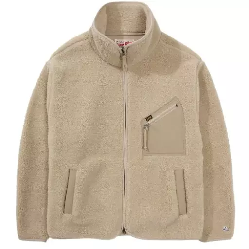 보아 플리스 하이넥 집업 자켓 베이지