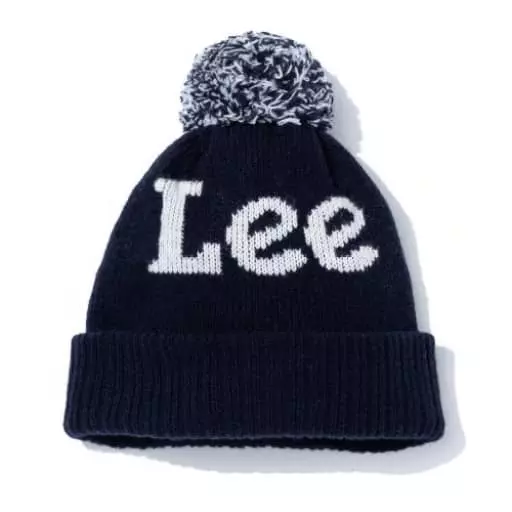 자카드 방울 비니 네이비