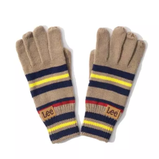 스트라이프 니트 장갑 카멜